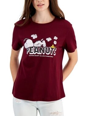 Love Tribe Junior’s Large Snoopy Logo T-Shirt-Short Sleeve